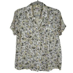 Biaggini Women's Sz XL/42 lightweight cotton floral blouse Cottagecore Bohemian